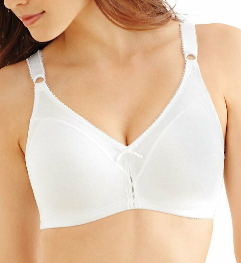 Bali WHITE Double Support Cotton WireFree Bra, US 38B, UK 38B Bras & Bra Sets