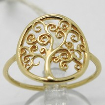 18K YELLOW GOLD TREE OF LIFE RING, SMOOTH, BRIGHT, LUMINOUS, MADE IN ITALY image 1
