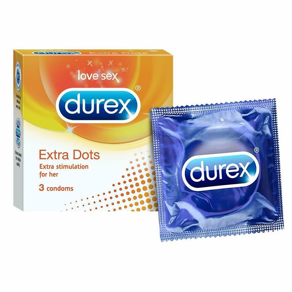 Durex Extra Dotted Condoms for Men - 3 Count Each (Pack of 3)