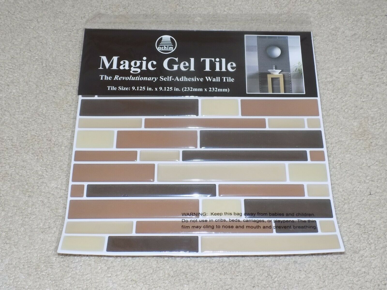 (12) Packages Achim Magic Gel Tile Revolutionary Self Adhesive Wall