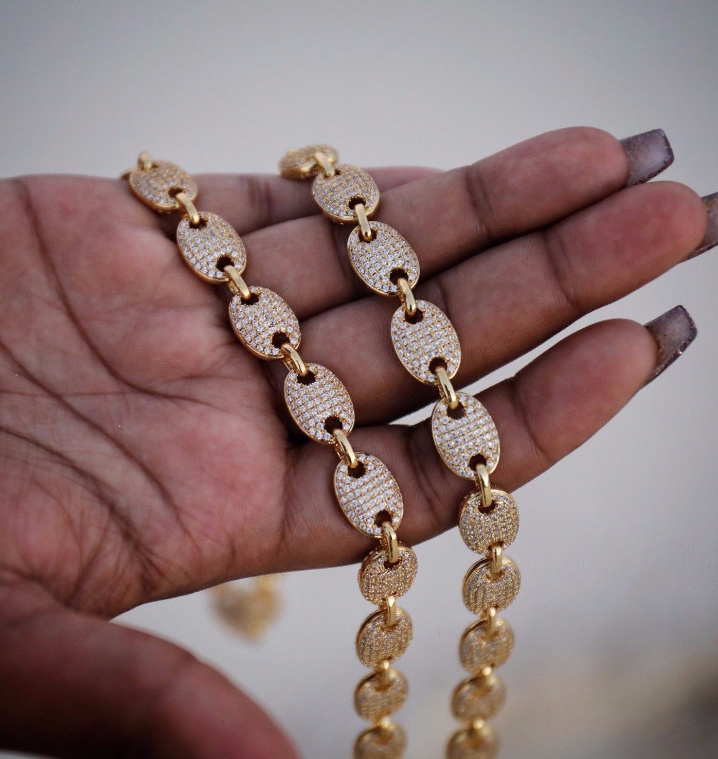 Men's Hip Hop Iced Out Gold Gucci Link Chain - Chains, Necklaces & Pendants