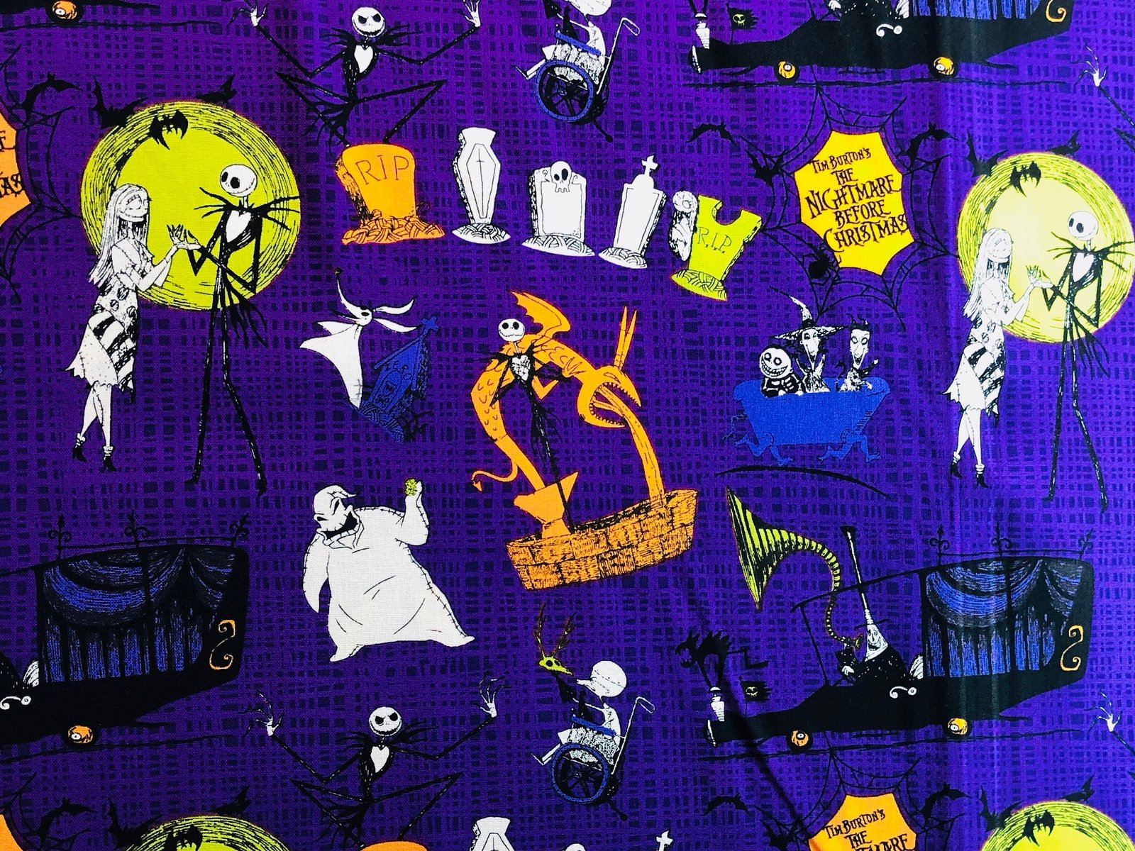 Disney Nightmare Before Christmas Tossed Fabric by the yard - Fabric