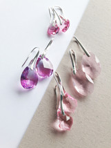 Pink Crystal Earrings, Pink Earrings, Brides Earrings, Bridesmaids Earri... - $16.00+