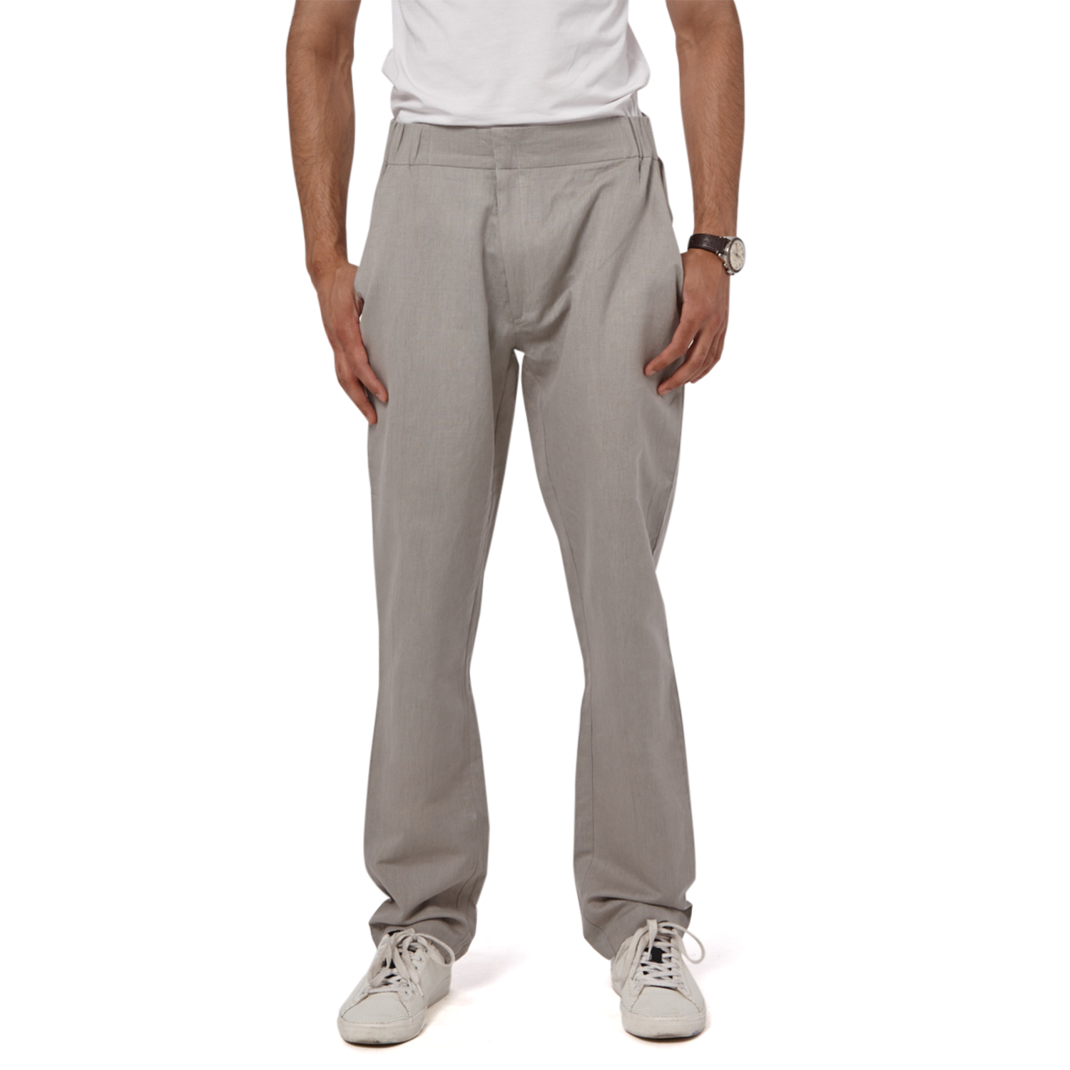Men’s Linen Cross fly pants Slim fit Trouser with Elastic  - Regular Big & Tall