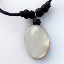 Necklace with mother-of-pearl pendant - Oval - Fits Always! - $6.95