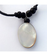 Necklace with mother-of-pearl pendant - Oval - Fits Always! - $6.95