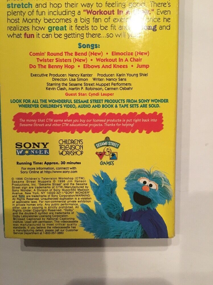 ELMOCIZE:Sesame Street(VHS)Cyndi Lauper, Elmo,Muppets-TESTED-RARE-SHIPS ...