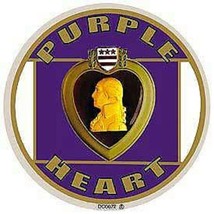 PURPLE HEART MEDAL  MILITARY GOLD PURPLE ROUND STICKER DECAL - $15.33