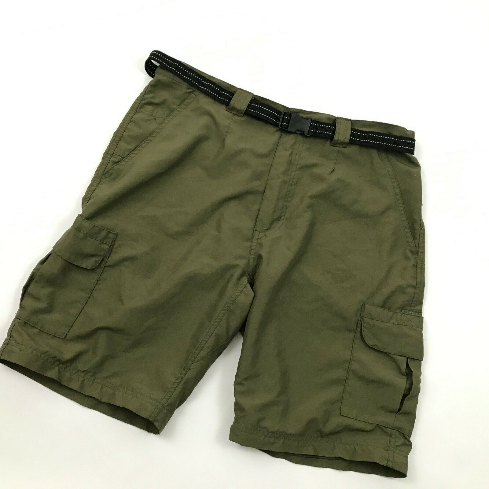 Rustic Ridge Mens Cargo Shorts Size L Large HYBRID Belted Olive Green ...