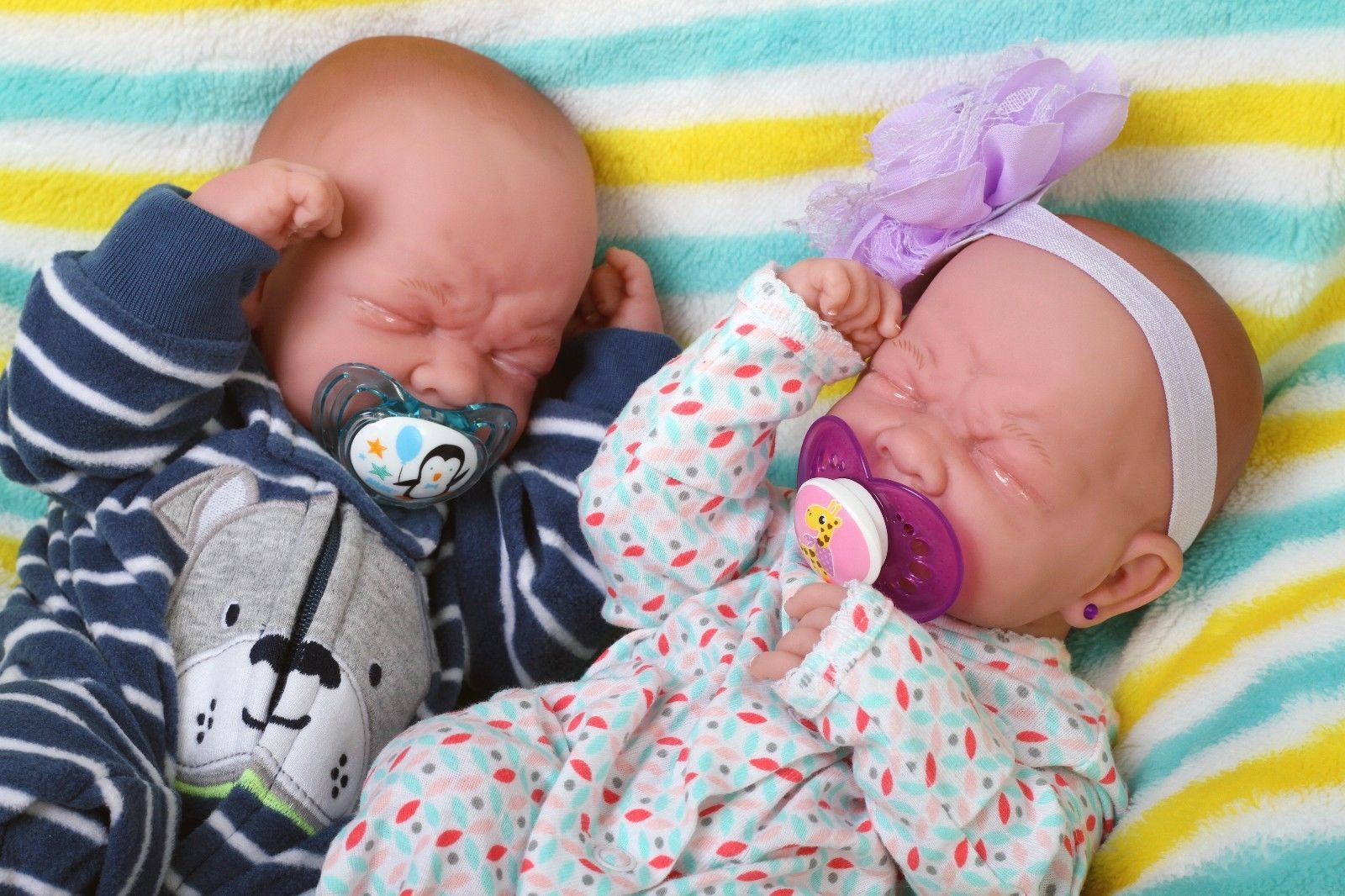 Reborn Baby Twins Boy And Girl Preemie W Beautiful Accessories