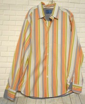 Tommy Bahama Denim XL White Green Orange Blue Striped Long Sleeve Cotton  Shirt - $18.60
