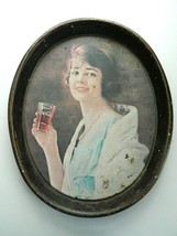 Vintage Original Oval Coca Cola Serving Tray Lady / Girl Holding Glass Fair - $22.76