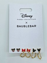 Disney Parks BaubleBar Mickey Minnie Mouse Set of 3 Earrings Post Dangle Bow NWT - $59.39
