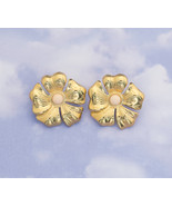 Vintage Gold-Tone Pearlflower Stud Earrings by Avon H3 - $24.99