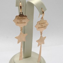 925 STERLING ROSE SILVER "LE FAVOLE" EARRINGS, STAR, MAGIC WAND, MAKE A WISH image 1