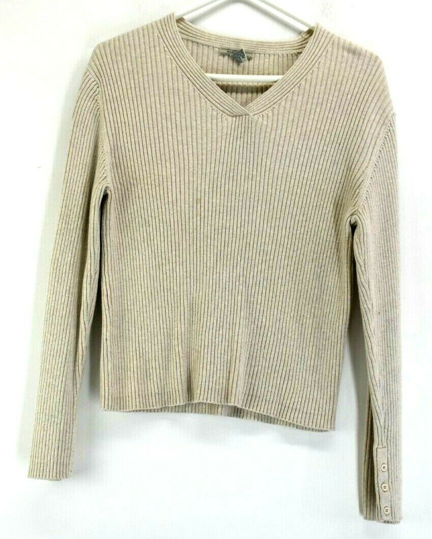 Maurices Women's XL Ribbed Long Sleeve V-Neck Winter Wear Sweater Beige ...