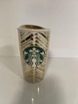 2015 Starbucks Gold Color Lid Gold Chevron Mermaid Ceramic Travel Tumble... - $24.95