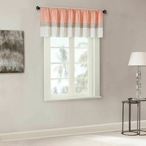 Luxury Coral & Taupe Pintucked Faux Silk Window Valance - Rod Pocket - $42.74