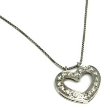 SOLID 18K WHITE GOLD NECKLACE WITH HEART DIAMONDS, DIAMOND MADE IN ITALY image 1