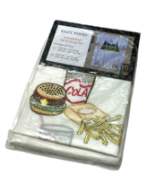 Achim Fast Food Curtain Set 1-56x36" Tier 1-58x35" Swag White Cola Fries Burger - $19.77