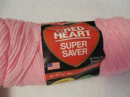 Red Heart Super Saver Yarn Petal Pink Acrylic 4 Ply 4 oz. Partial Skein USA - $4.39