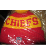 Winter Hat Pom Pom Cuffed Knit KC Chiefs Red and Gold New in Plastic - £10.71 GBP