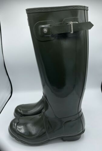 Hunter Womens Original Tall High Gloss Boot, Size 9 M - Green New in Box