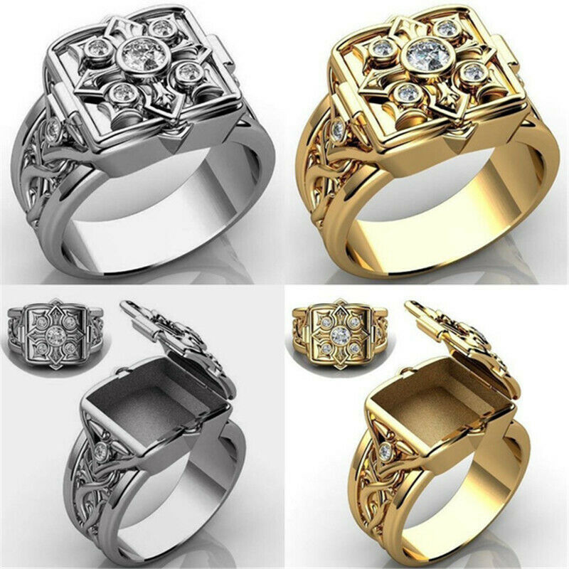 Fashion 925 Silver,Gold,White Sapphire Ring Men Punk Party Jewelry Gift Size6-13