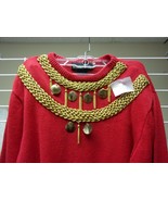 Vtg Spree International Red Sweater Gold Embellishments Size M - $21.78