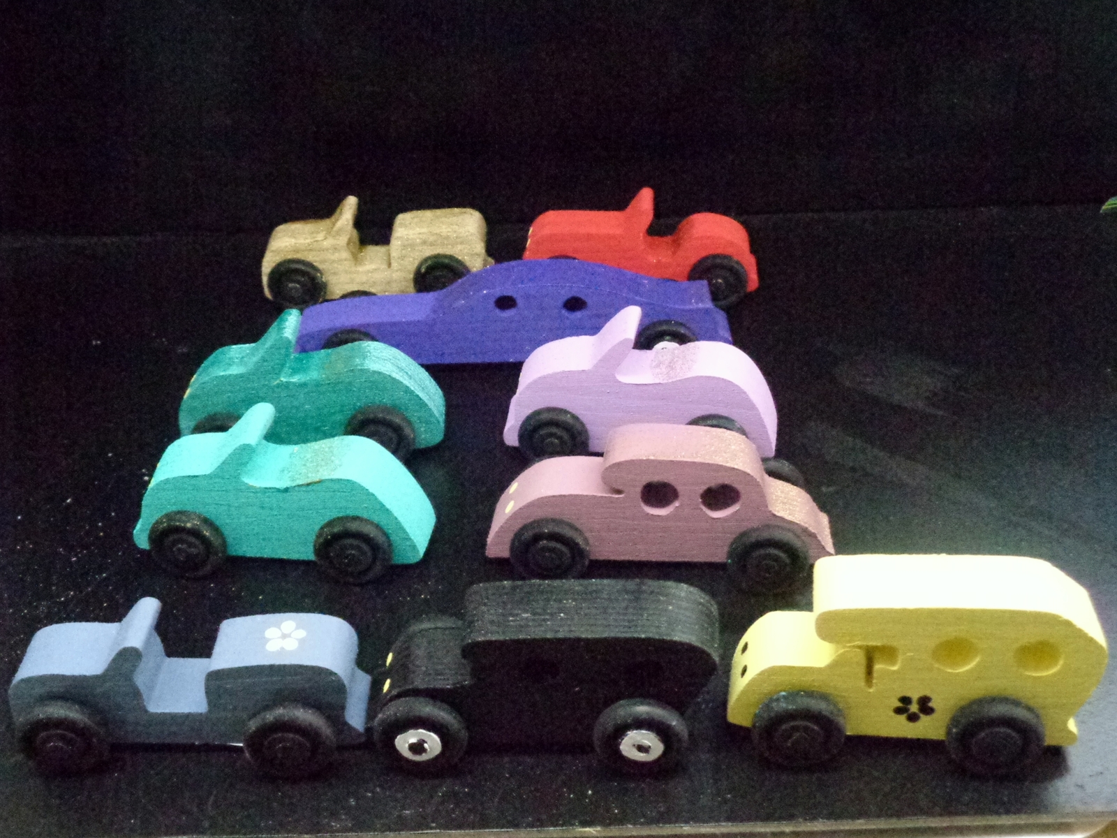 10 Painted Handcrafted Wood Toy Cars OT- 30 P - Wooden & Handcrafted Toys