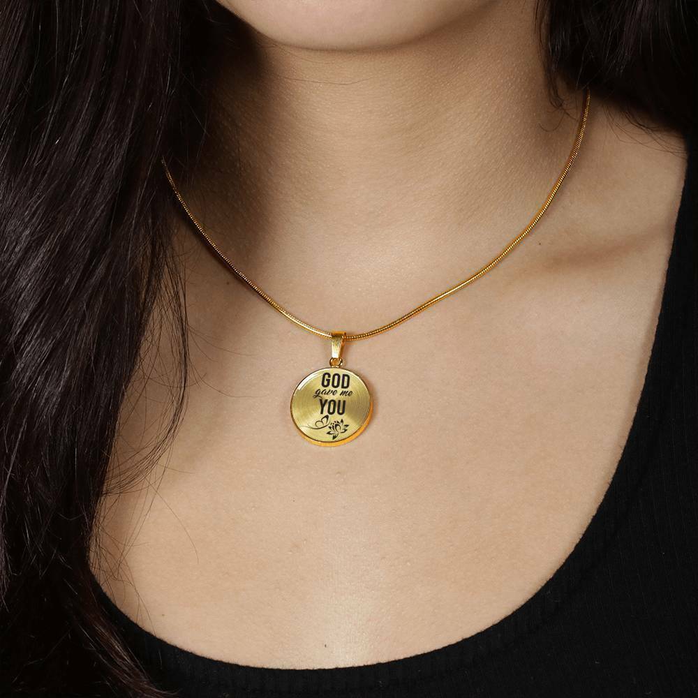 Faith Gift Circle Pendant Necklace Stainless Steel or 18k Gold Finish