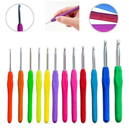 Crochet Hooks Set AMERICAN LETTER Sizes 12 Ergonomic Handles B 2.25mm