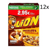 12x Nestle Lion Cereali Wholegrain cereals with Chocolate and Caramel 400g - $51.49