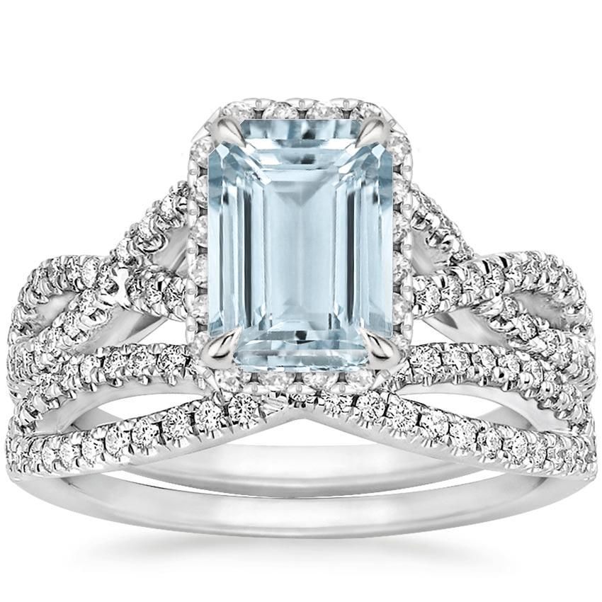 2Ct Emerald & Round Cut Halo Diamond Bridal Ring Set In