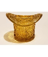 Vintage Amber Daisy &amp; Button Glass Top Hat - 2.25&quot; Tall 3&quot; Wide - $9.49
