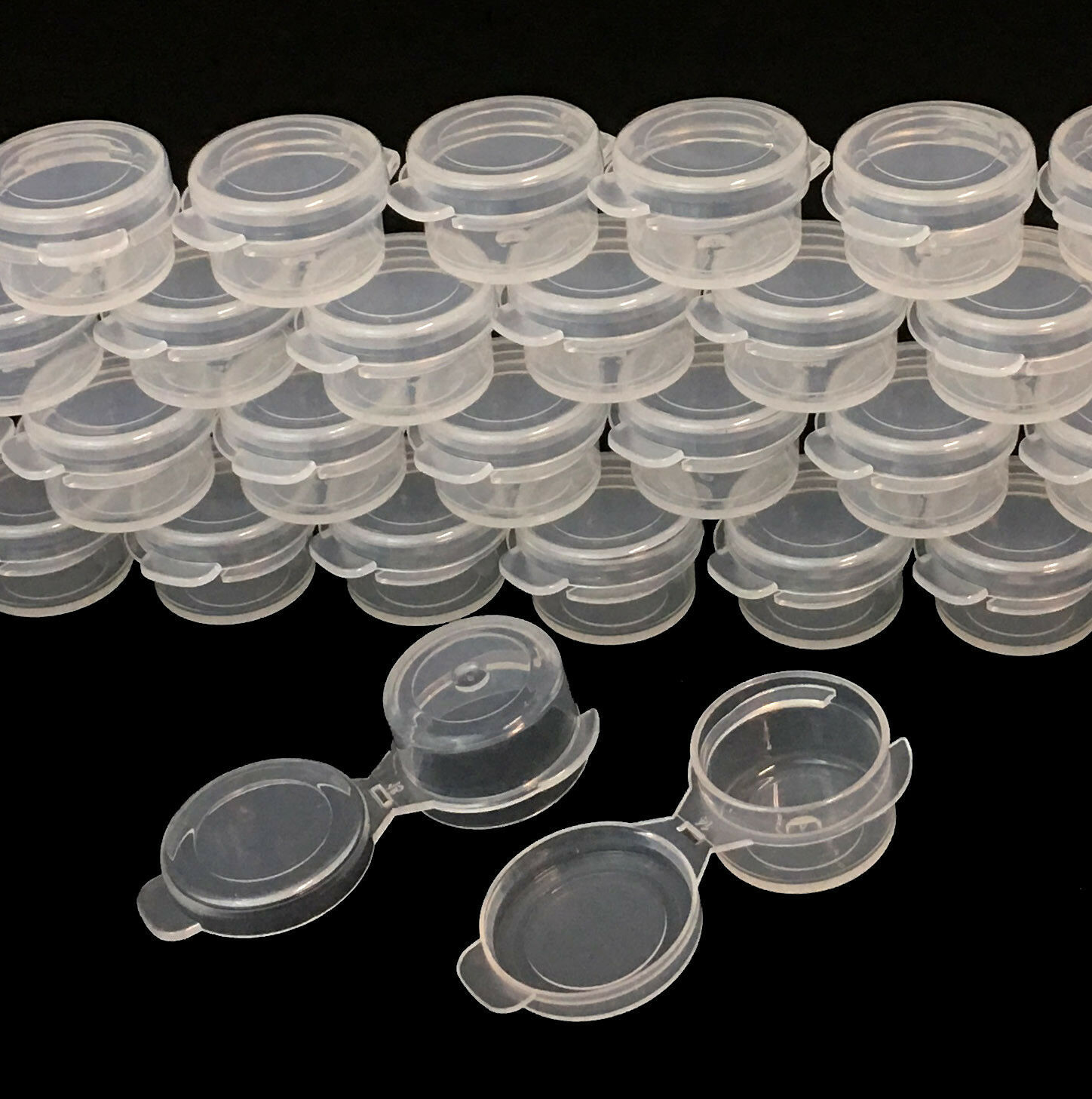 100 Plastic Cosmetic Containers Hinged Lid Sample Jars 3 Gram 3 Ml ...