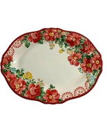 Pioneer Woman Vintage Floral 14.5&quot; Serving Platter Tray Red White Yellow... - $28.71