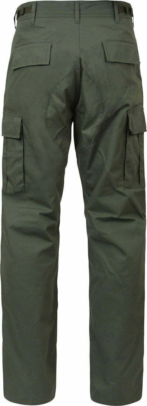 Olive Drab Solid Military Rip-Stop BDU Cargo Fatigue Pants - Pants