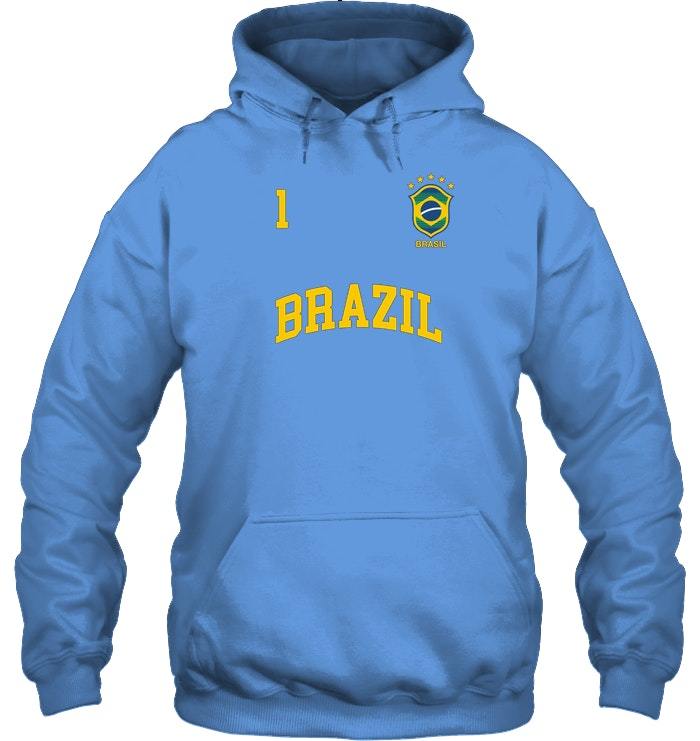 Brazil Hoodie Number 1 BACK Brazilian Soccer Team Hoodie - Hoodies & Sweatshirts