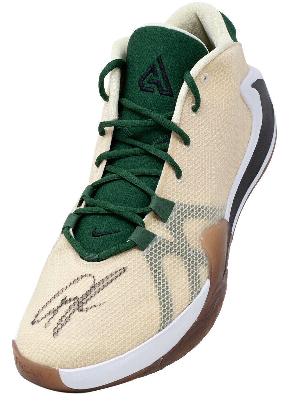 Giannis Greek Freak Antetokounmpo Signed Left Cream Nike Zoom Freak 1 Shoe JSA - Sports