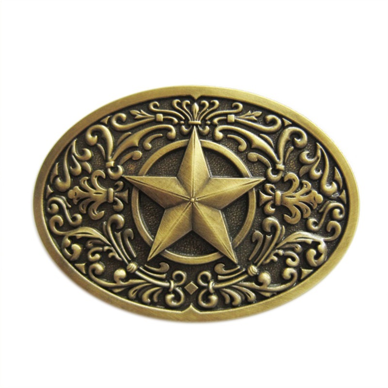 Vintage Bronze Plated Southwest Western Star Oval Belt Buckle Gurtelschnalle Bou