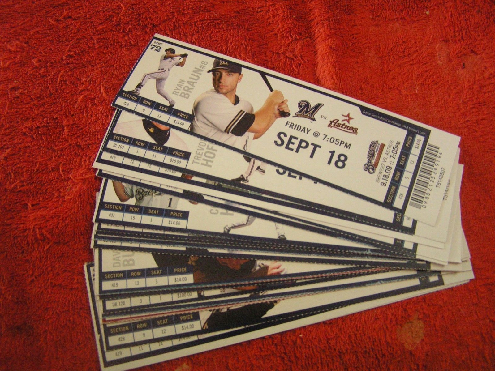 MLB 2009 Milwaukee Brewers Full Unused Ticket Stubs ...