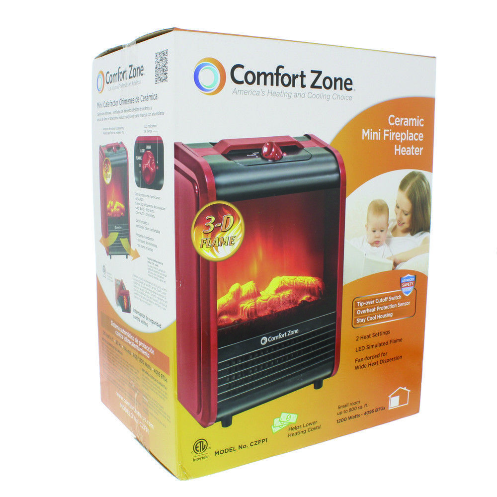 COMFORT ZONE® CZFP1 MINI ELECTRIC FIREPLACE Portable & Space Heaters