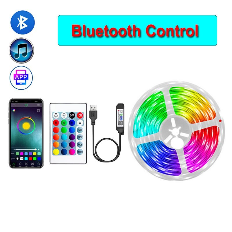 Bluetooth-compatible RGB LED strip USB Light 5050 RGB White Diode Tape Lamp Flex