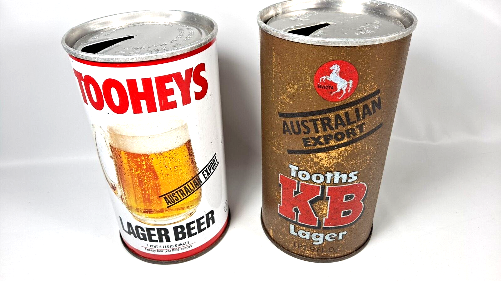 Vintage Beer Cans, Toohey's and Tooths KB Lager Beers. Australian