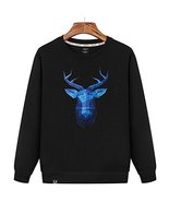Autumn And Winter Warm Sweater, Black Bottom And Cartoon Elk - $37.88