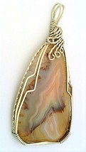 Banded Agate Nickel  Silver Wire Wrap Pendant 14 - $20.01