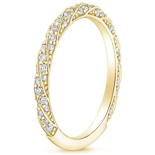 14K Yellow Gold Plated Diamond 925 Sterling Silver Wedding Band Ring For Her