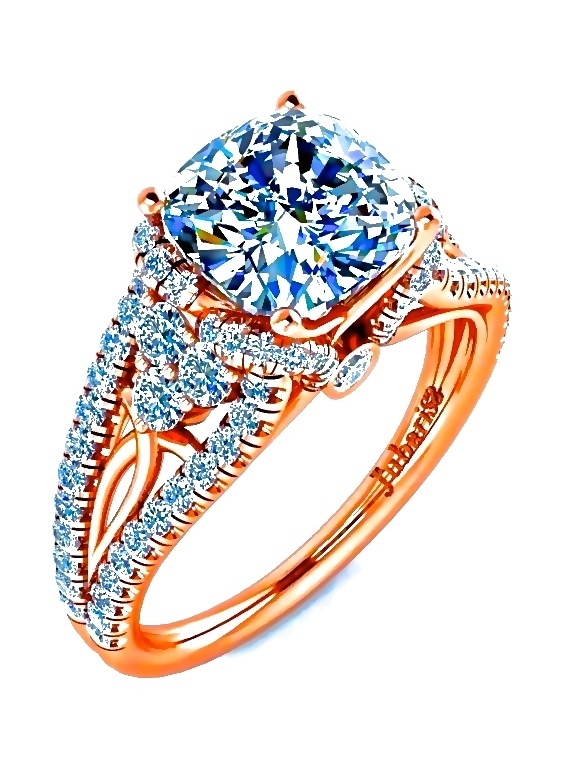2.10 Ctw 14K Rose Gold Plated Blue Topaz Split Shank Wedding Engagement Ring