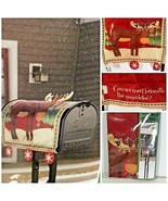 Holiday Time Moose Mailbox Cover 18&quot; X 22&quot; Can we meet Beneath the Moose... - $8.90
